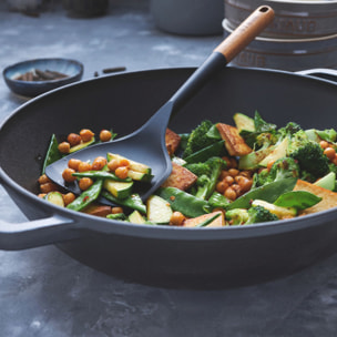 30 cm, Wok avec couvercle en verre, Gris graphite