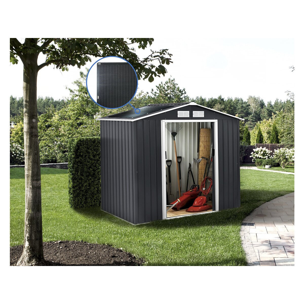 Abri de jardin métal - "Vegas" - 4.07 m² avec panneaux solaires