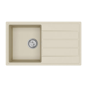 76x44 cm évier avec égouttoir réversible en Granite, à encastrer, jasmin (SATSINKGE3J)