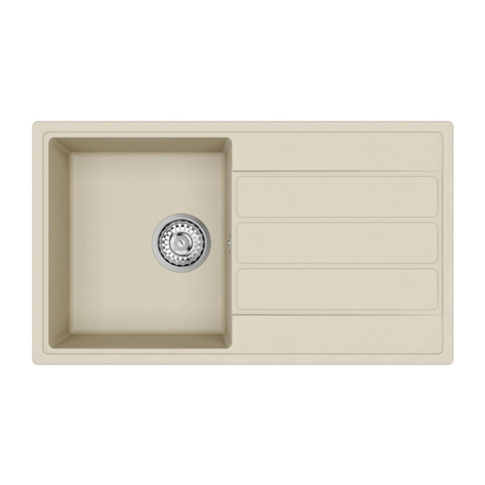 76x44 cm évier avec égouttoir réversible en Granite, à encastrer, jasmin (SATSINKGE3J)