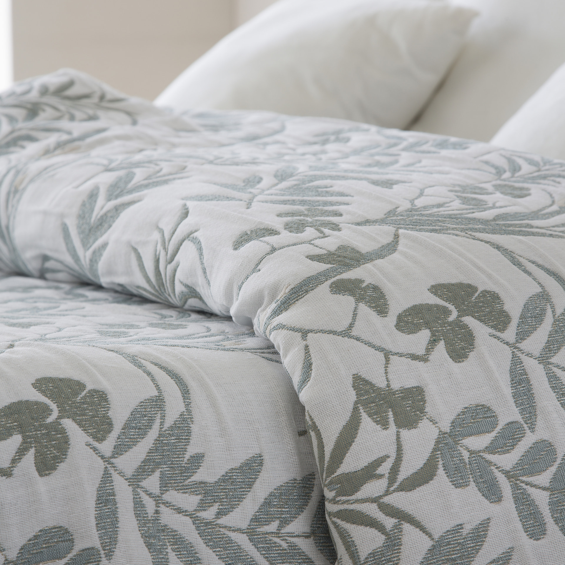 Couvre lit jacquard en coton bleu