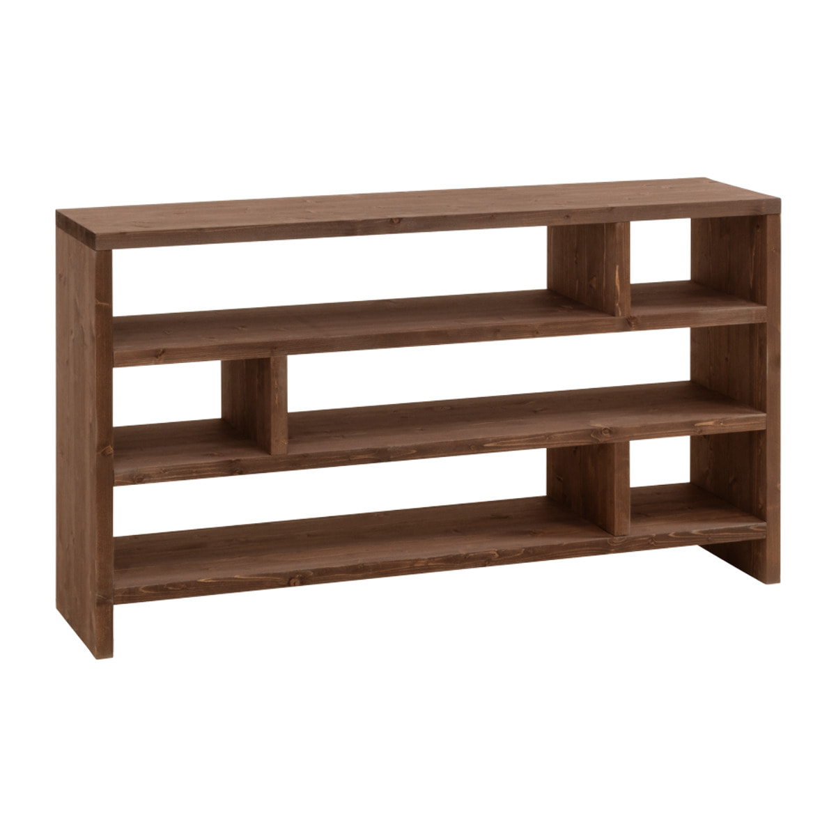 Estantería de madera maciza tono nogal de 80x140cm Alto: 80 Largo: 140 Ancho: 35