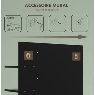 Miroir mural salle de bain - étagères - MDF noir bambou verni
