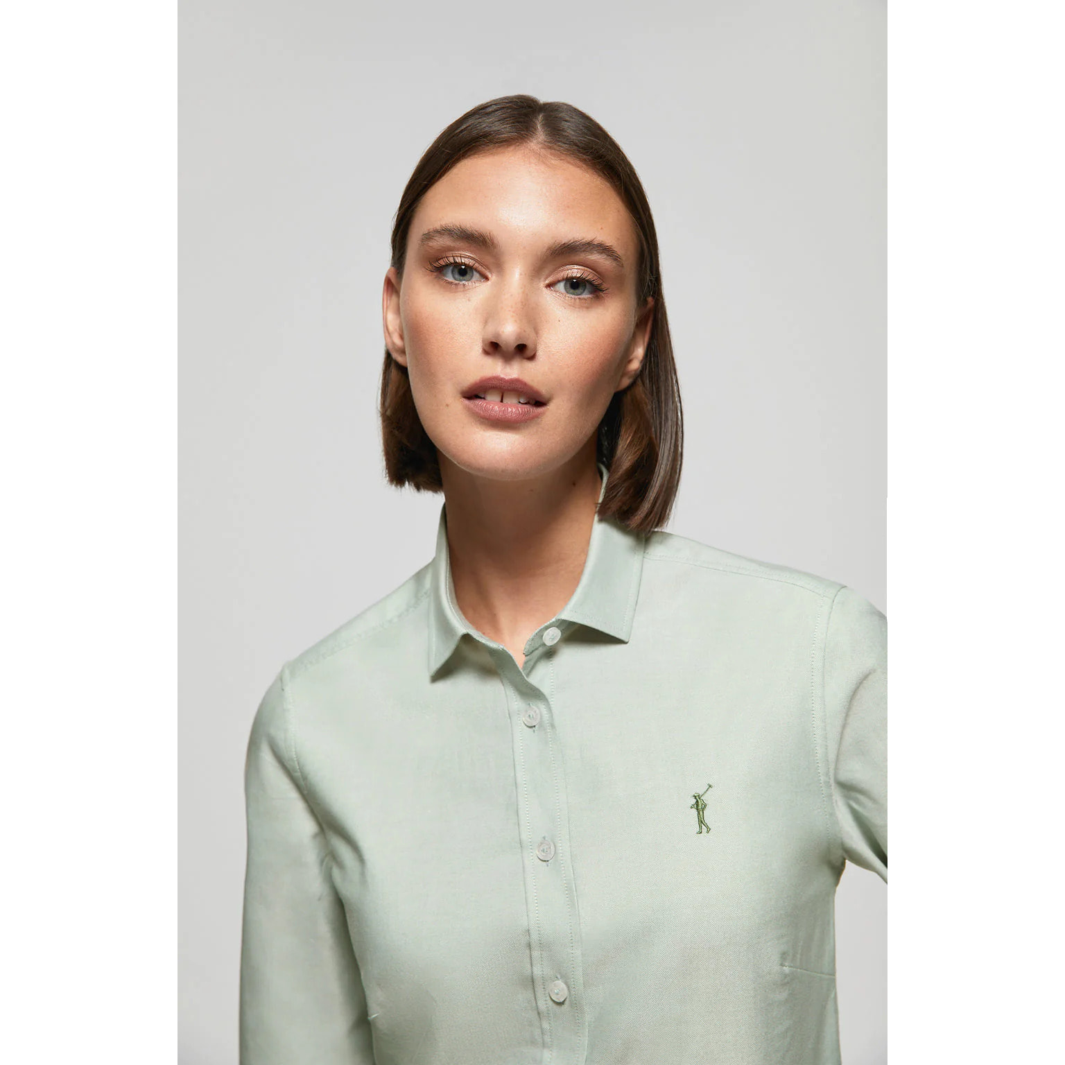 Camicia Oxford Regular fit verde giada con logo Rigby Go