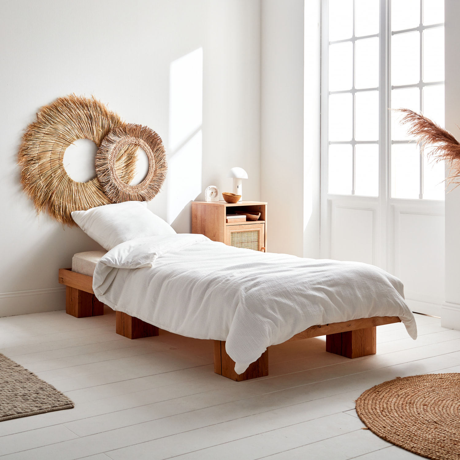 Parure de lit gaze de coton blanc ALIX