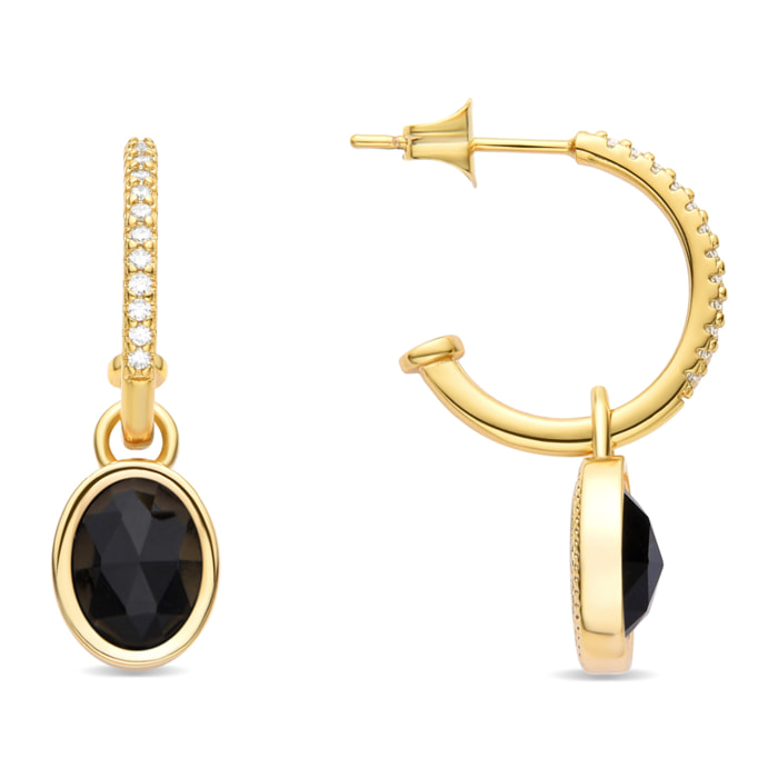 Pendientes de Cristal Negro acabados en oro amarillo de 18K