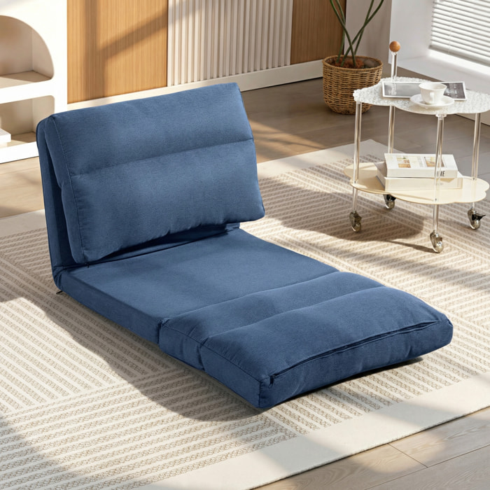 Fauteuil convertible fauteuil paresseux grand confort inclinaison dossier multipositions 90°-180° tissu bleu