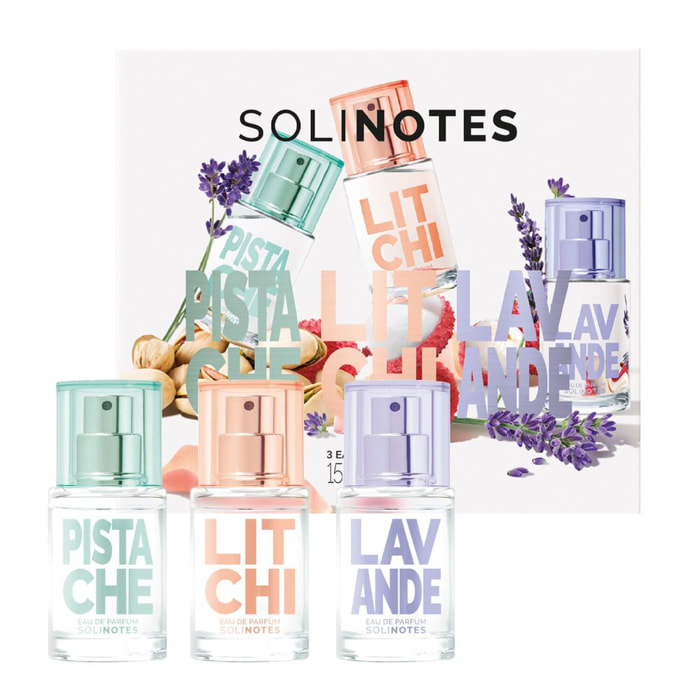 Pistache Litchi Lavande - Coffret Découverte 3 x 15 ml