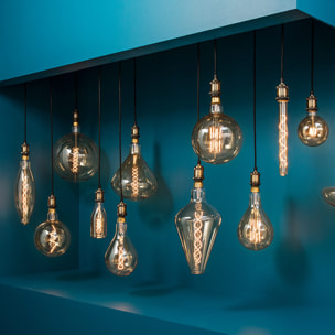 Ampoule LED "Globe" ambrée - filament torsadé E27 D13 cm