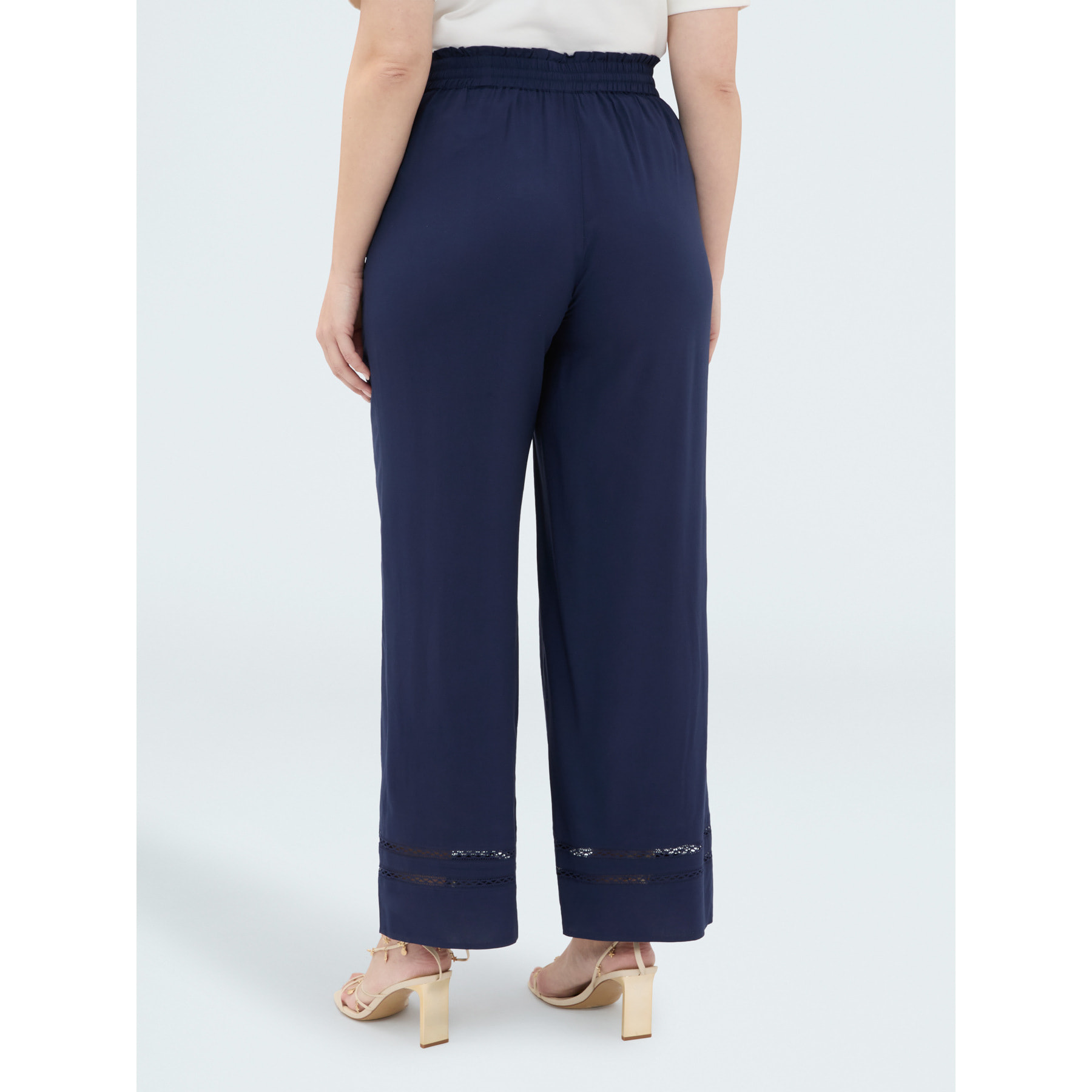 Fiorella Rubino - Pantalones Wide Leg con detalle ajour - Azul