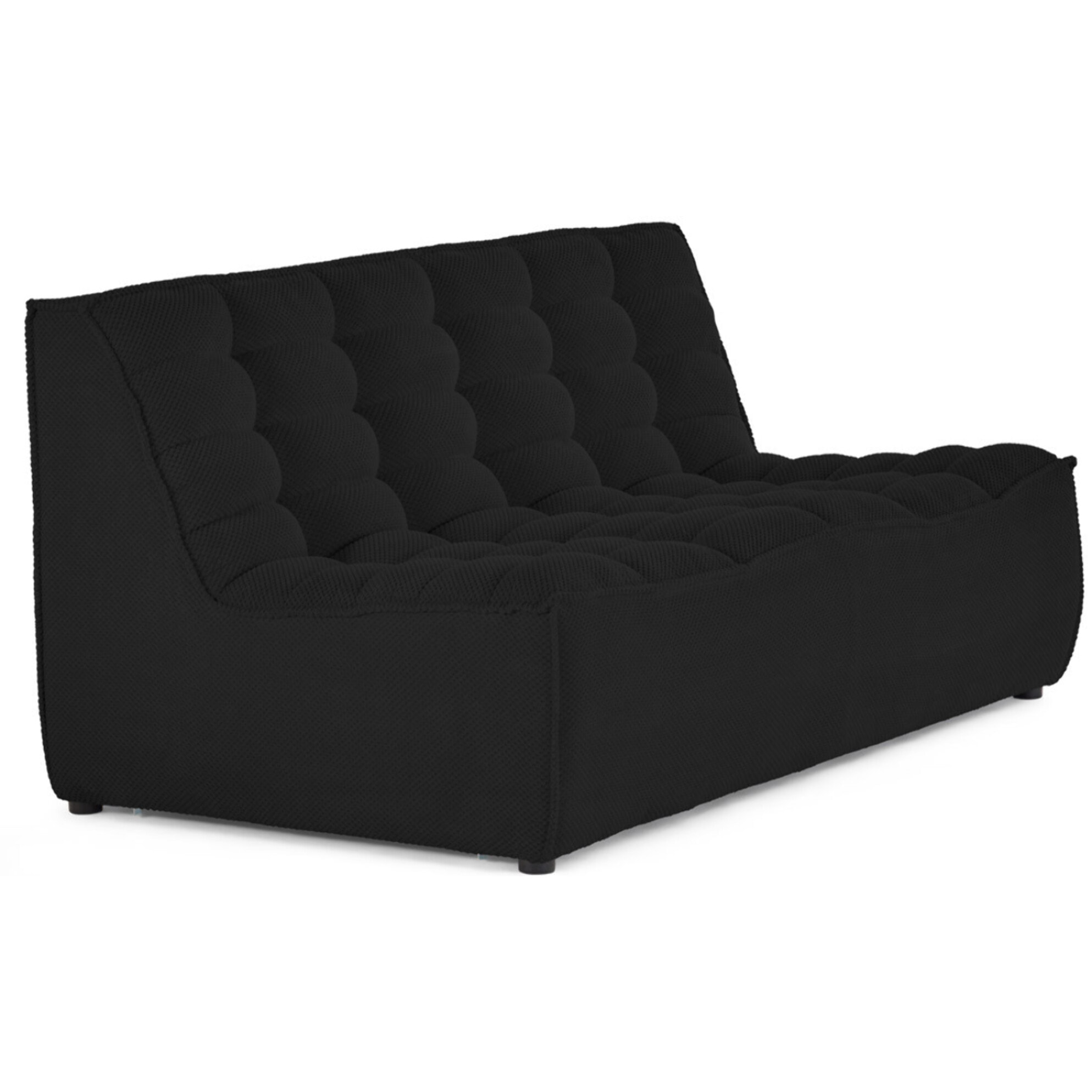 Ellie - module d'assise sans accoudoir 2 places en velours texturé - Noir