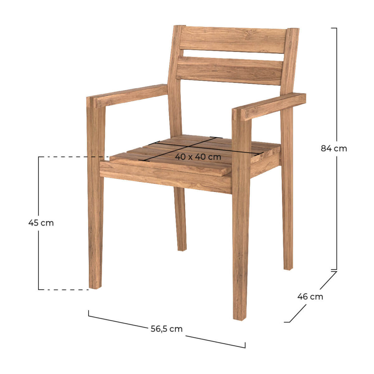Lot de 2 chaises de jardin en bois de teck - Lucia