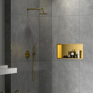 Niche de Douche à encastrer, Acier Inoxydable 304, 60x30x10cm, Or brossé PVD
