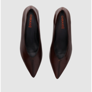 Zapatos de Piel - Marron - Tacón: 5 cm