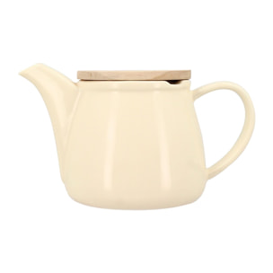 Théière en grès crème avec couvercle en bois 500ml ANNA