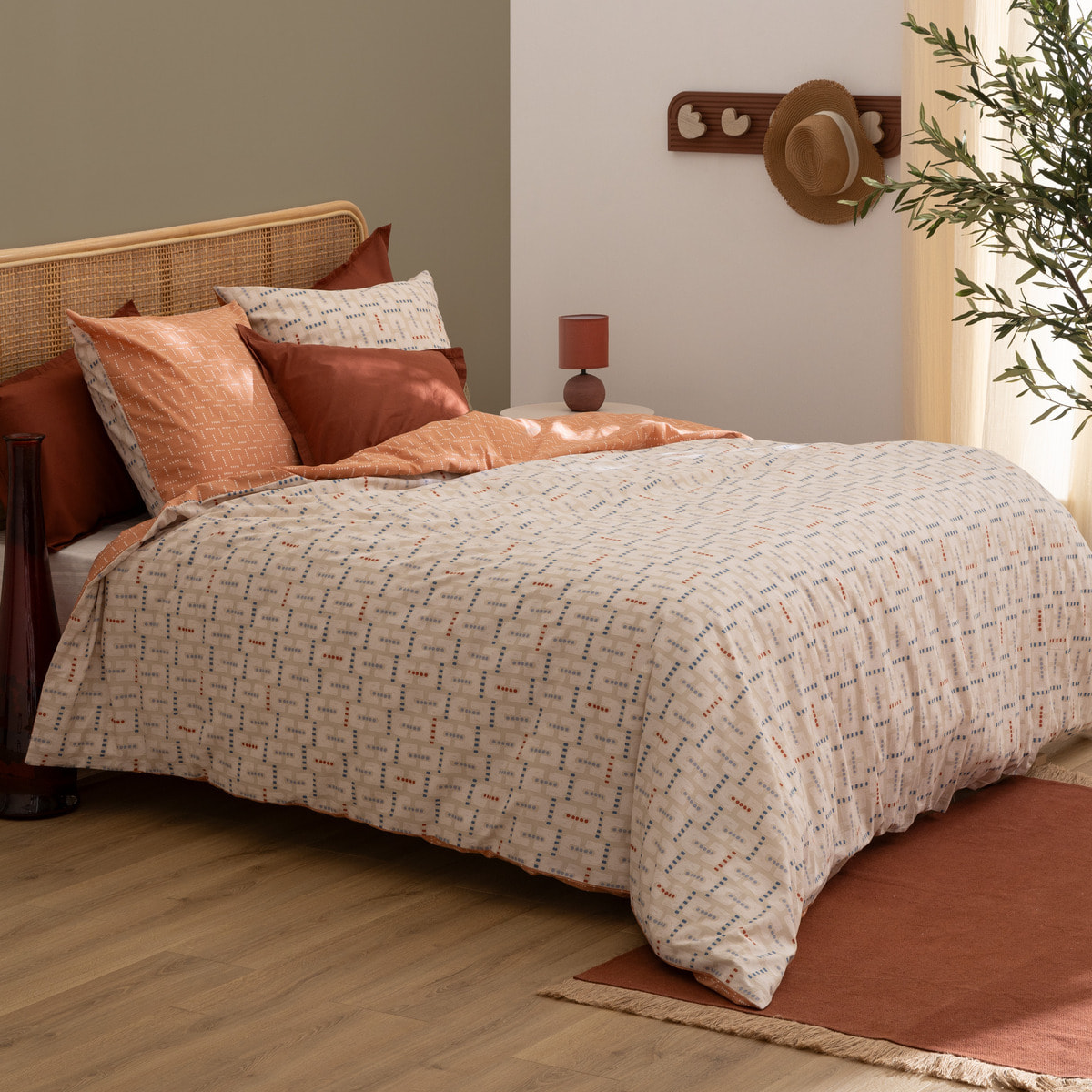 Parure de lit imprimée "Posei" lin 240x220cm