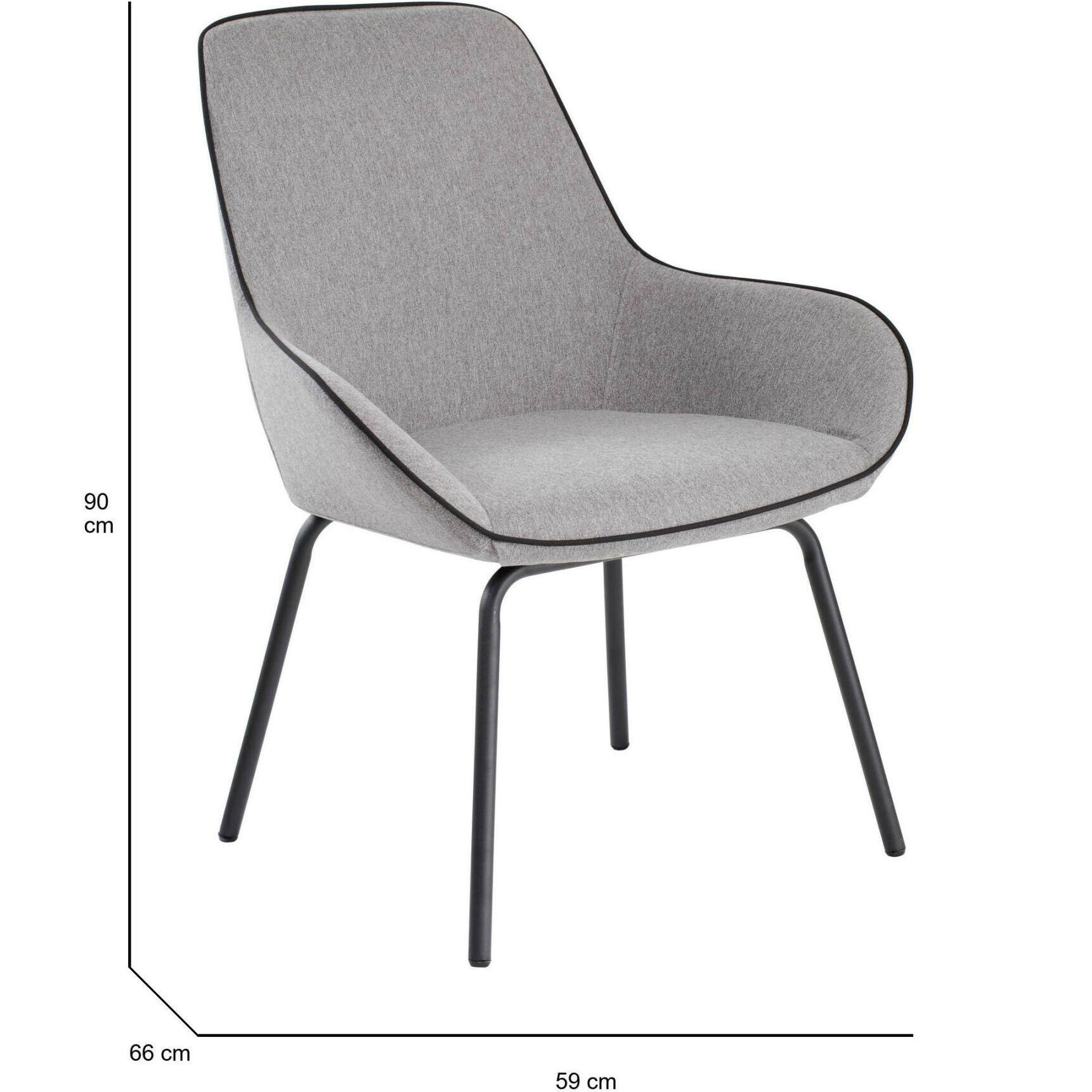 Sedia da ufficio Mackay, Sedute sala da attesa per ufficio, Seduta ergonomica da attesa, 66x59h90 cm, Grigio