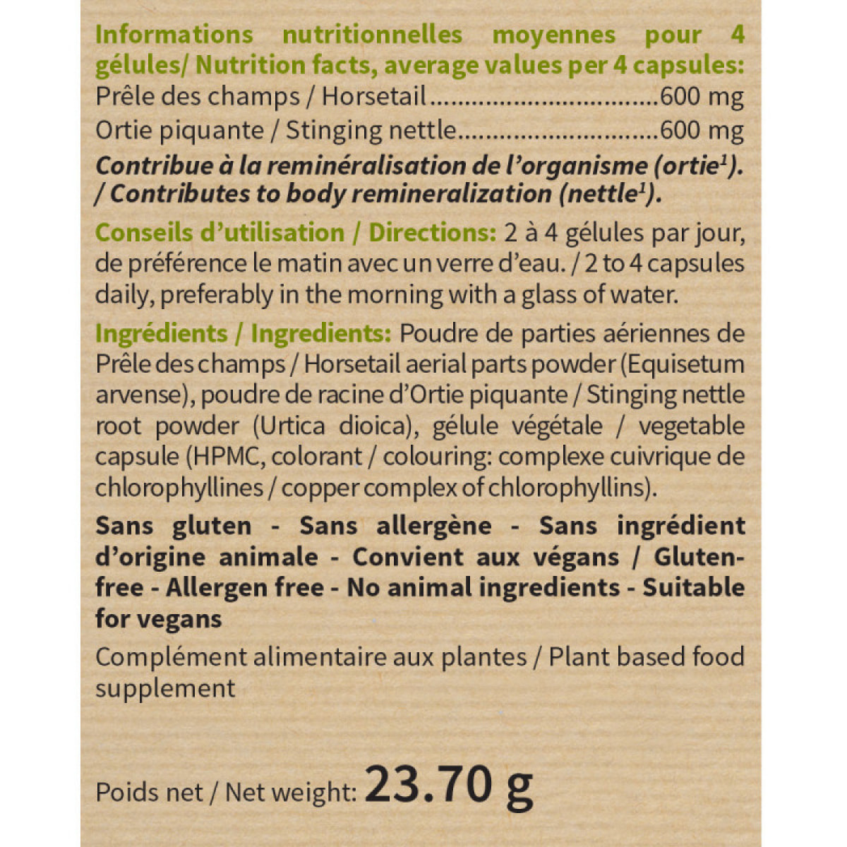 NUTRIEXPERT - Prêle & Ortie - Facilite l'élimination des toxines -  Contribue au bon fonctionnement de l'organisme - Vegan - 60 gélules végétales - Marque Française - Extraits de plante