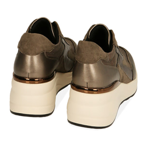 Sneakers taupe in tessuto, zeppa 6 cm