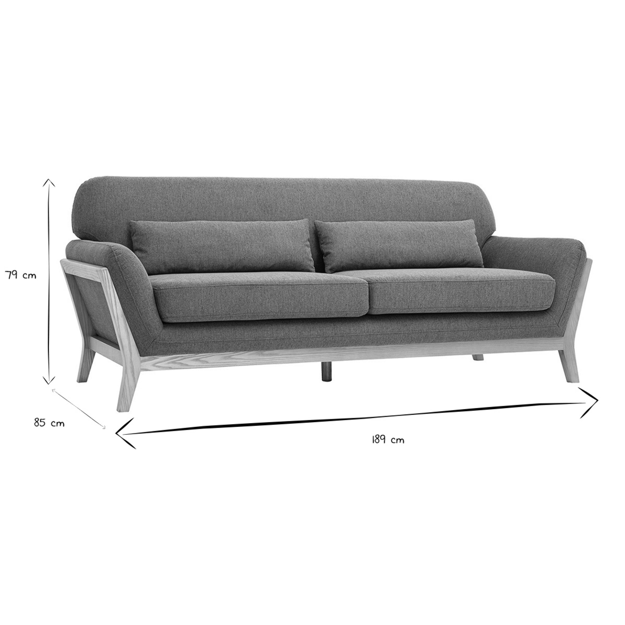 Canapé scandinave 3 places en tissu effet velours texturé terre brûlée et bois clair YOKO