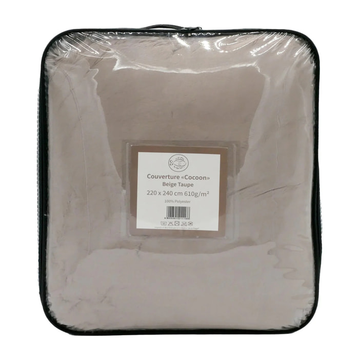 Couverture imitation "Lapin" - Cocoon Beige Taupe - 220x240cm - 610g/m²