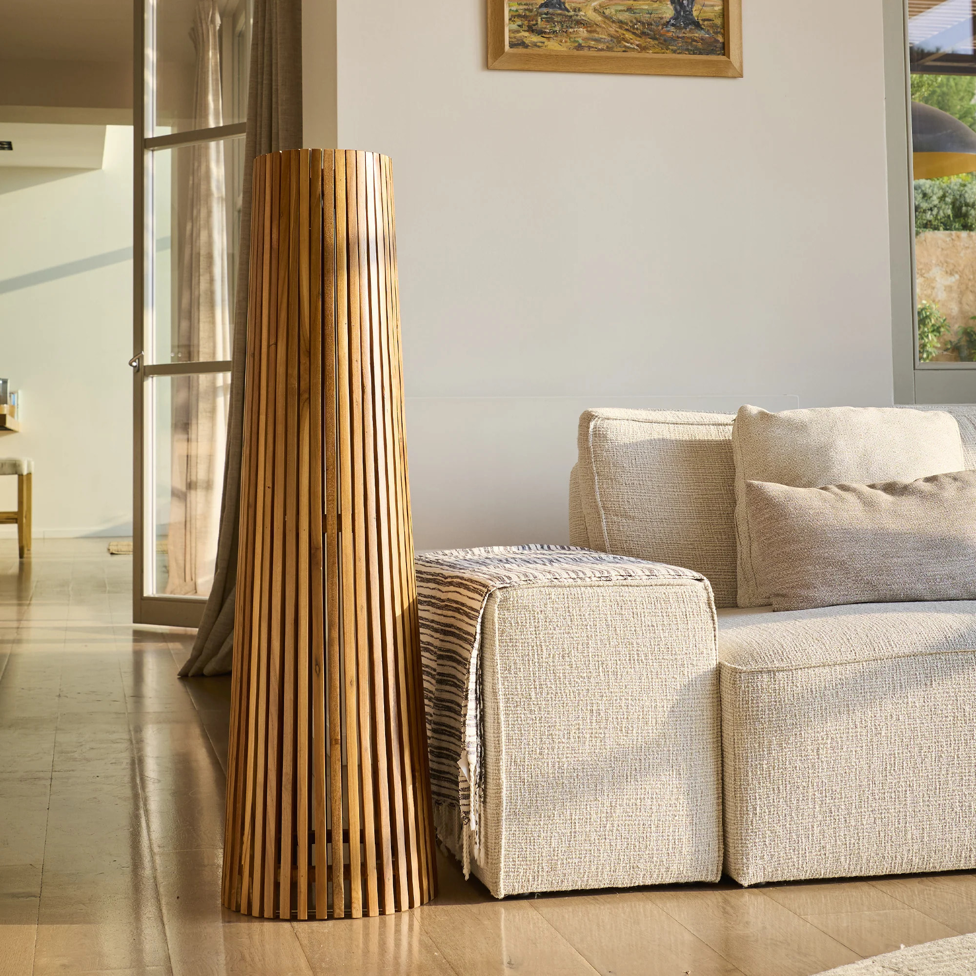 Lampadaire solaire bois TECKA H120CM