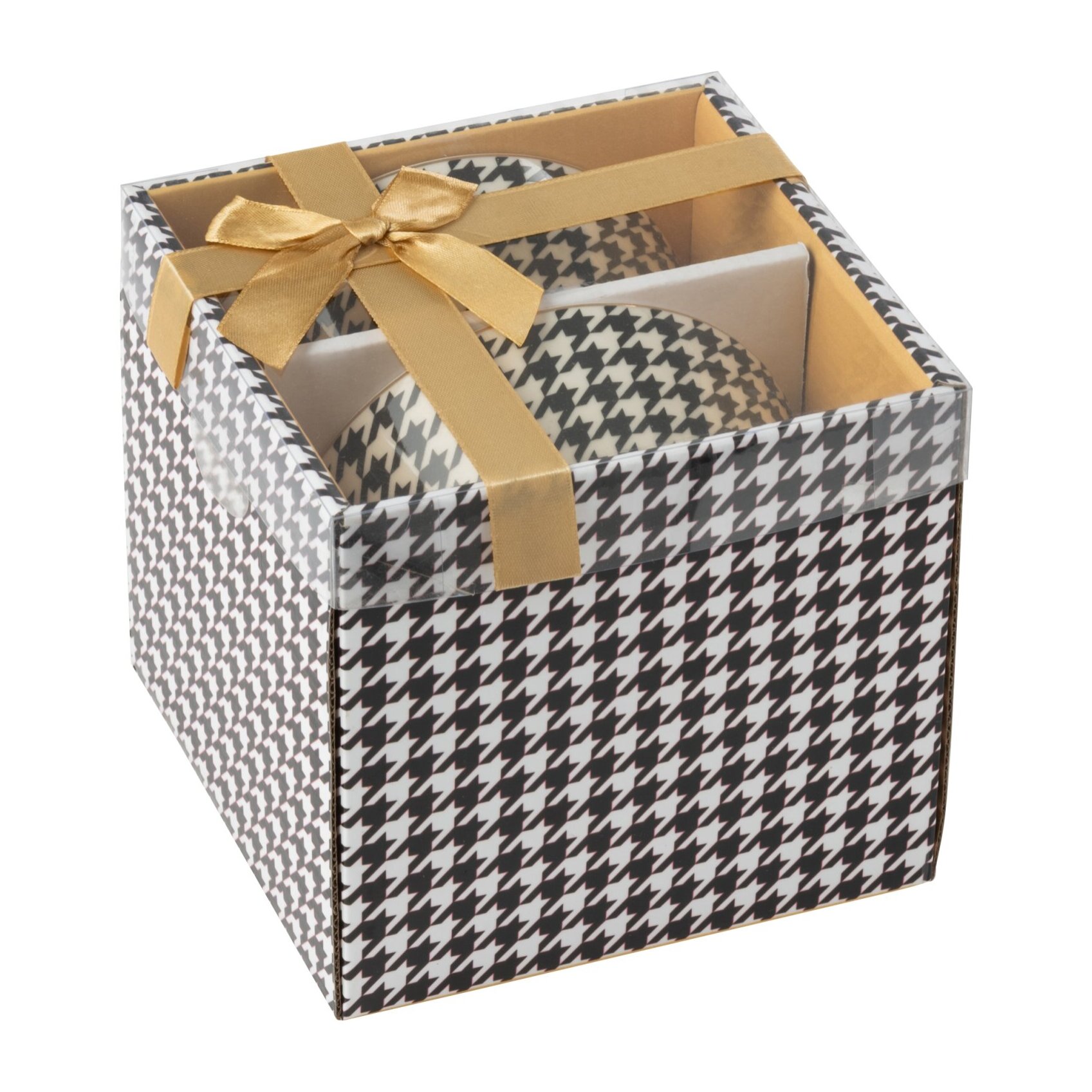 J-Line plat Pied-De-Poule - porcelaine - blanc/noir - boîte de 2