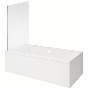 Baignoire rectangulaire Neon 180x80cm + Pare bain gauche AURYS Mist 1 chromé profilé gauche