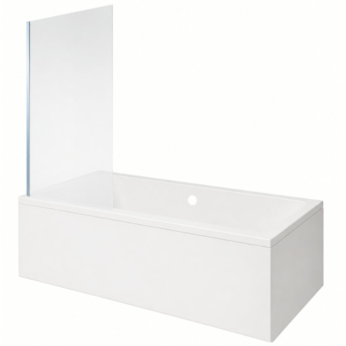 Baignoire rectangulaire Neon 180x80cm + Pare bain gauche AURYS Mist 1 chromé profilé gauche