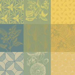 Serviette pur coton motif jacquard jaune vert Mille parfums limoni