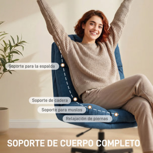 Butaca de Salón, Sillón Giratorio 360°, Sillón Relax con Altura Ajustable, Asiento Ancho, Tapizado en Lino, Base de Metal para Sala de Estar, Dormitorio, Azul Oscuro