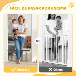 Barrera de Seguridad para Perros Pequeños Extensible 67-93,5 cm, Altura 45 cm, para Puertas y Escaleras, Puerta para Perros con Montaje a Presión, 2 Extensiones 7/14 cm, Negro