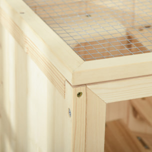 Cage hamster en bois sur pieds - étagère, plateformes, rampe - toit ouvrant, trappe nourrissage
