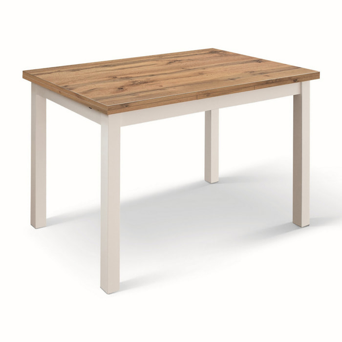 Tavolo POSITANO in legno effetto rovere e gambe bianche, allungabile 110x70 cm – 190x70 cm