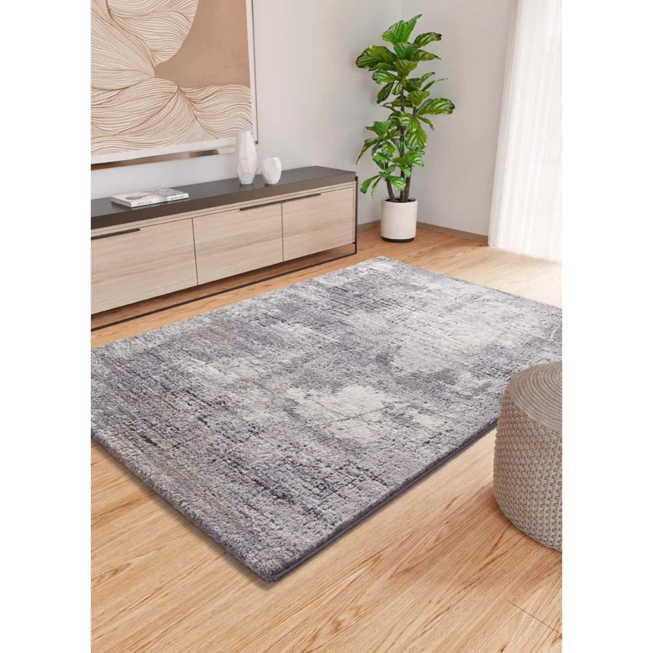 KIVET Alfombra shaggy abstracta en gris, varias medidas disponibles