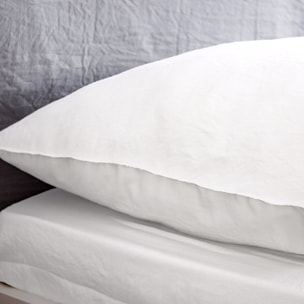 Drap housse microfibre lavee - bonnet 28cm blanc