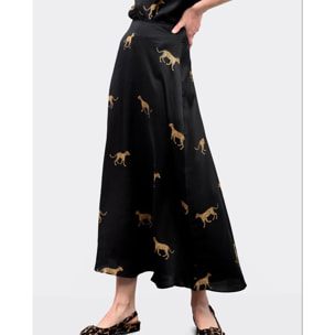 gonna in raso stampa leopardata