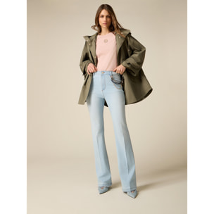 Oltre - Jeans flare con cadenas decorativas - Light - blue