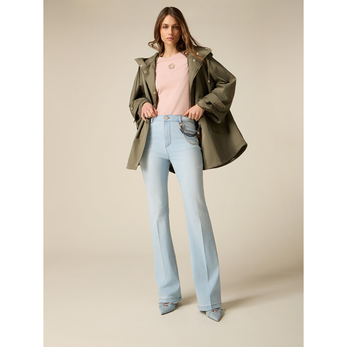 Oltre - Jeans flare con cadenas decorativas - Light - blue