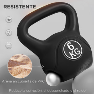 Pesa Rusa de 6 kg Kettlebell de Fiteness Relleno de Arena con Mango Ancho Antideslizante para Ejercicios y Entrenamiento en Casa y Gimnasio 20x13x22 cm Negro