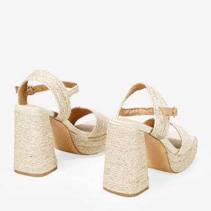 Sandalias de esparto con tacón y plataforma