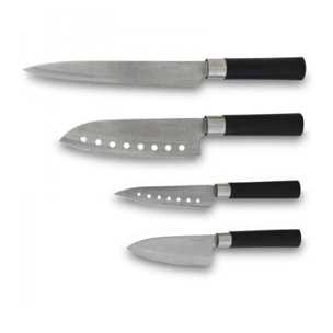 Cecotec Set de 4 couteaux japonais professionnels Santoku. Usage domestique avec
