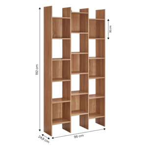 Libreria in legno con piani sfalsati rovere 96x24,8x192 cm - Iken