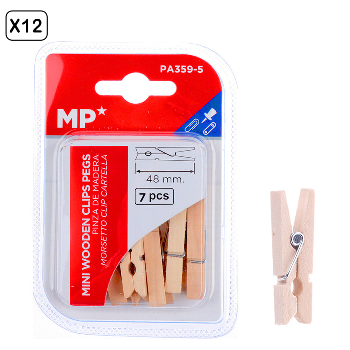 12 packs de PINZA MADERA 48 mm 7 Uds.
