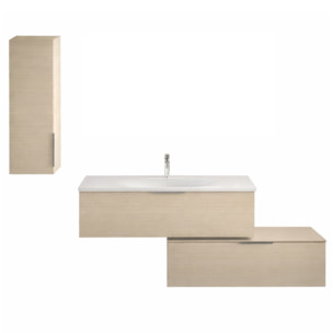 Meuble salle de bain vasque BURGBAD Olena en décaler 120 cm chêne clair + colonne