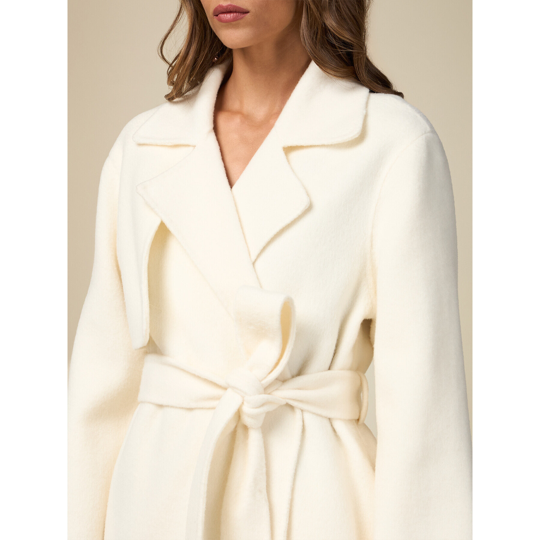 Oltre - Long coat with belt - Blanco