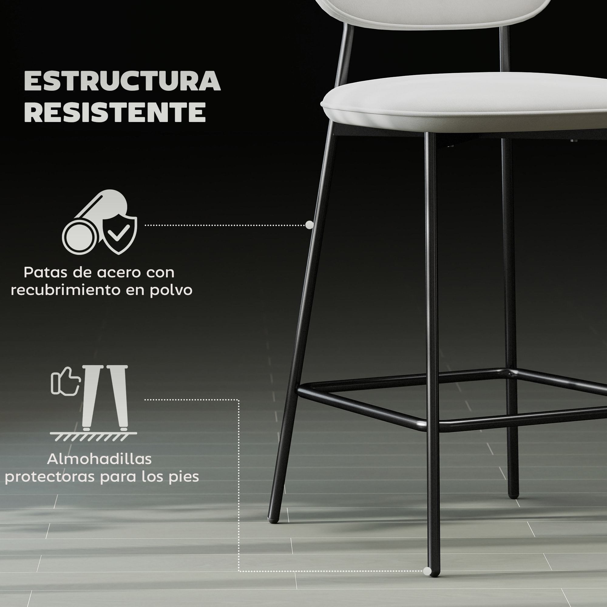 Juego de 2 Taburetes de Bar Taburetes Altos de Cocina con Respaldo y Reposapiés Tapizado en Terciopelo Marco de Acero Taburetes Altos Modernos para Comedor Mostrador Gris Claro