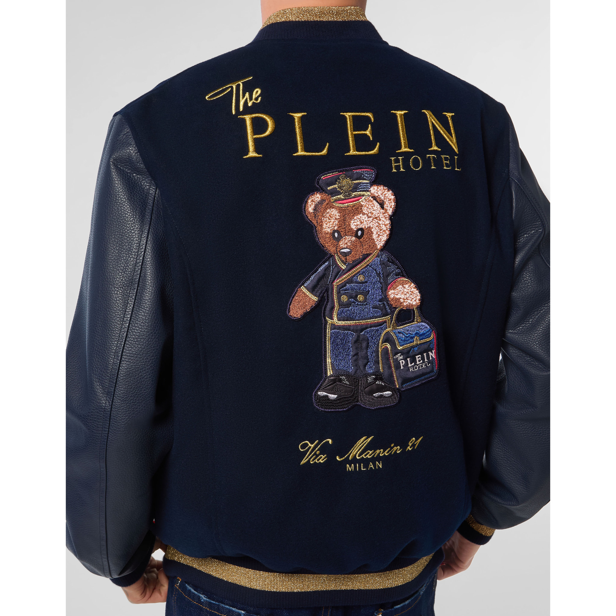 PHILIPP PLEIN Leather Bomber TEDDY