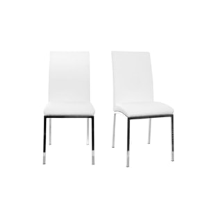 Chaises design blanc et acier chromé (lot de 2) SIMEA