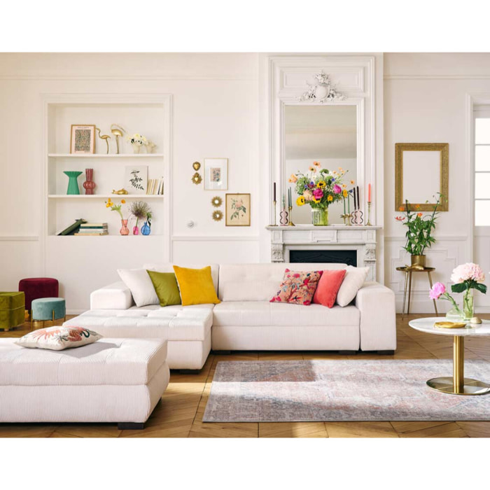 Vermont - pouf d'appoint - en velours côtelé - Beige
